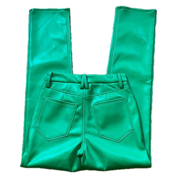 Good American Faux Leather Straight Leg Jeans Pants Green Size 27 - Picture 2 of 7